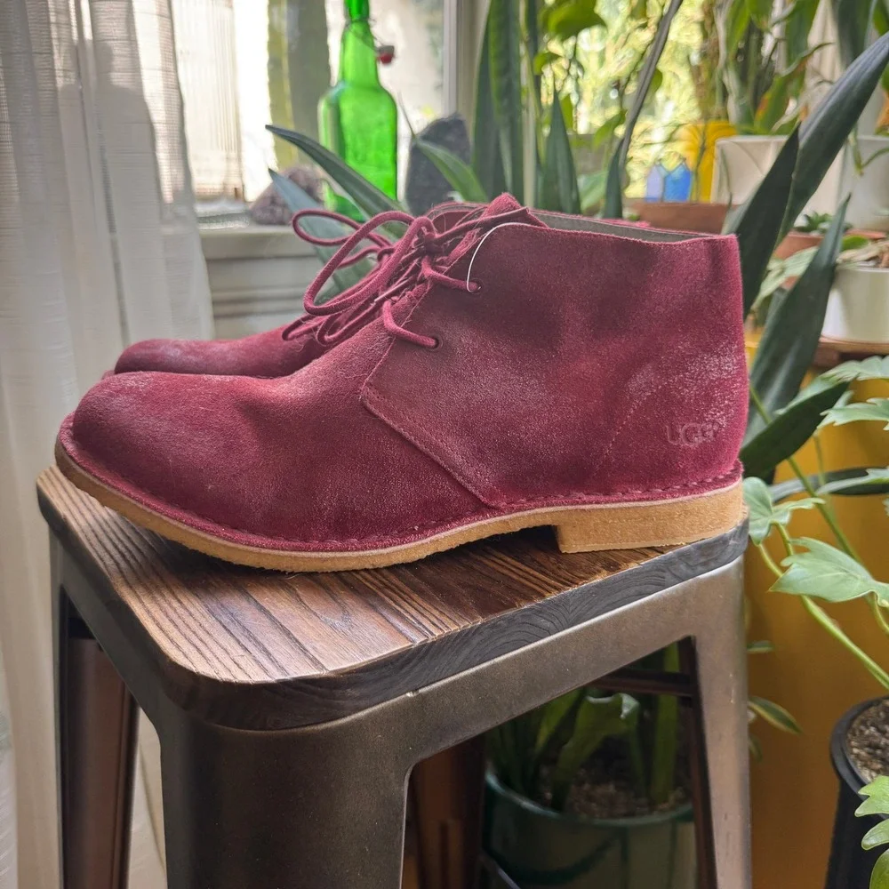 UGG Leighton Mens Burgundy‎ Red Suede Chukka Desert Boots Size 13